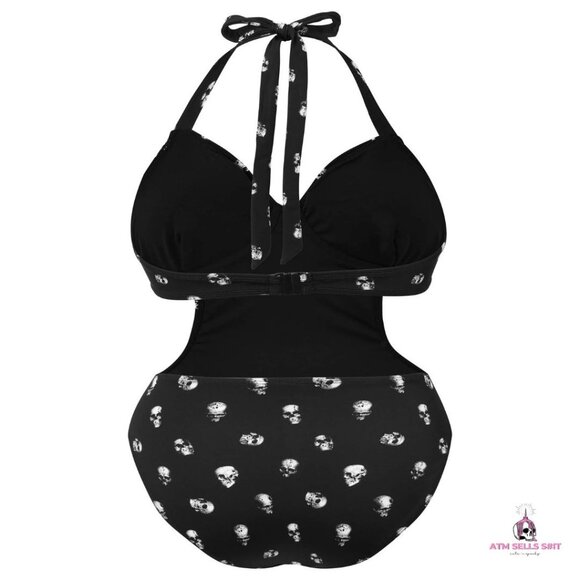 NWT Killstar Rebel Fate Skull Print Monokini Swimsuit Plus Size 4X - Picture 6 of 9